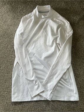 DSG White Athletic Mock Neck Shirt with Gray Trim